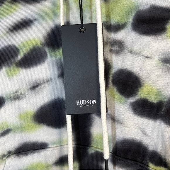Hudson Pullover Cotton Tie-Dye Hoodie White Black Size S - Picture 3 of 7